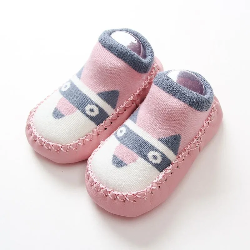 5 Colors Baby Slippers Socks With Waterproof Pu At Bottom Kids Rubber