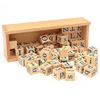 Wooden Montessori toys letters on six face of the cube for visual and touch enhancement