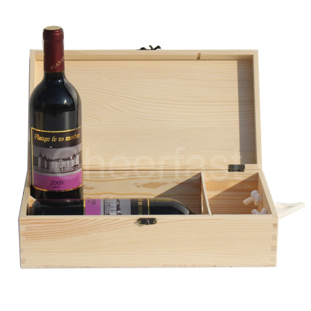 
Awesome Pine Wood Wine Box Packaging Double 