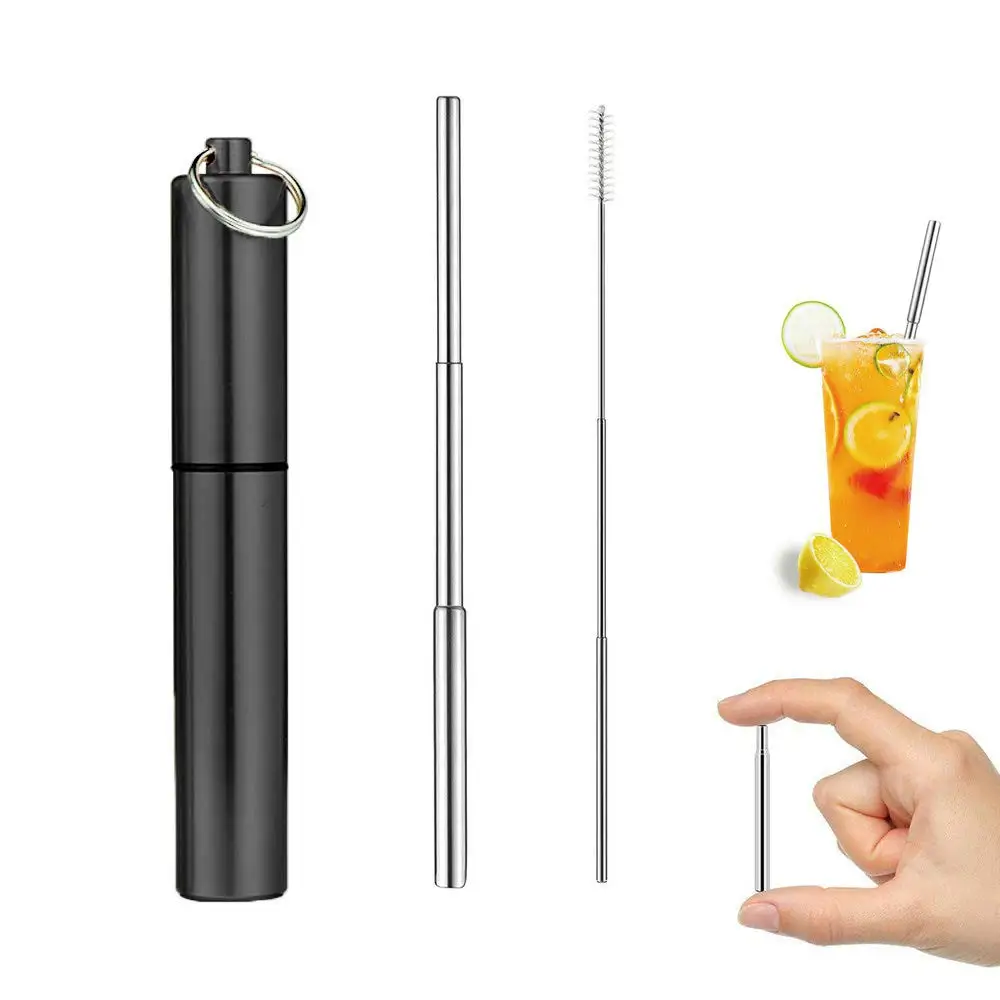 

New Product Ideas 2019 Telescopic Reusable Metal Stainless Steel Straws, Colorful