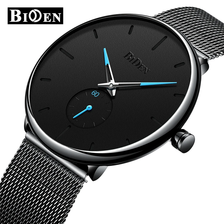 

BIDEN 0124 M Casual Watches For Men Stainless Steel Ultra-thin Clock Drop Shipping Quartz Business Casual Men's Luxury Wrist Wat