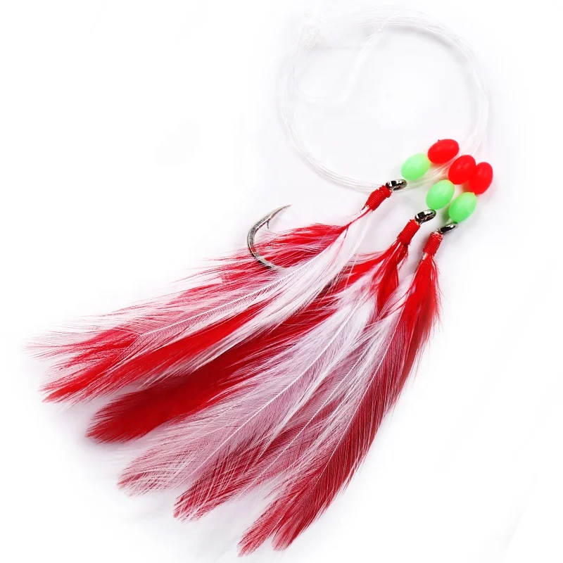 

Wholesale Sea Water Surf Fishing Bait Mackerel Rigs with 3 Feather jig assist hooks, Customized