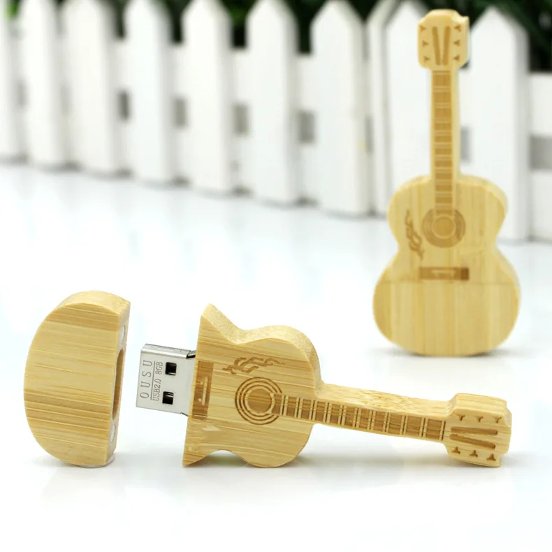custom engraving logo wood usb Guita shape memoria USB 16GB - ANKUX.COM