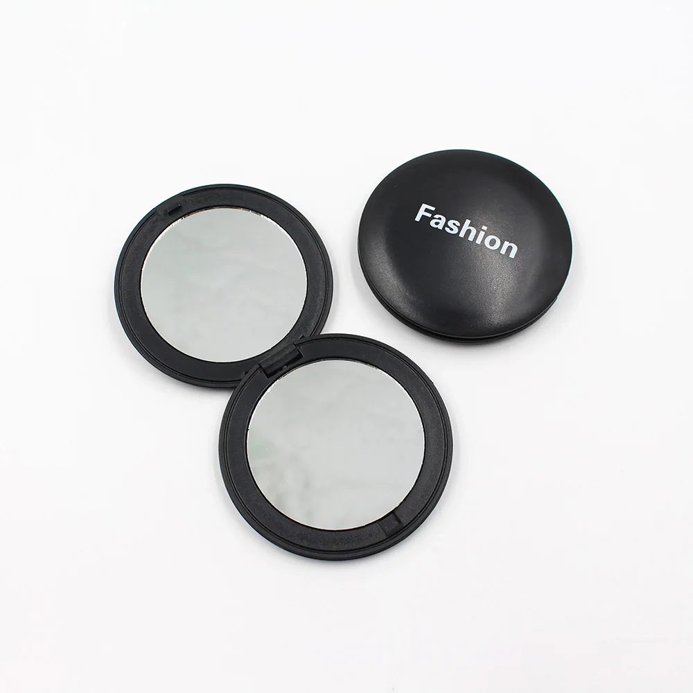 Round Plastic Black Mirror Personalized Fashionable Small Round Folding