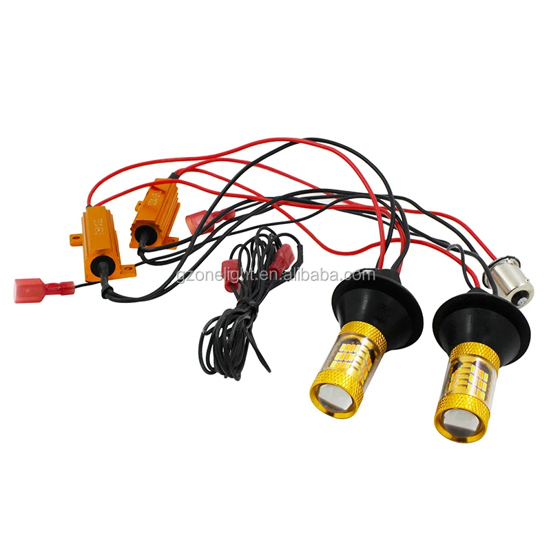 Dual color S25 BAY15S BAY14D 1156 1157 T20 DRL+Turn signal lamp white yellow led bulbs lamp for universal