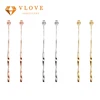 High quality cheap custom fine jewelry real 14k gold long earrings