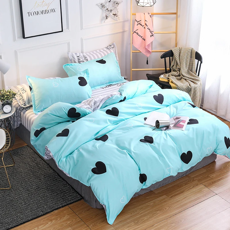 
Hot sale 100% polyester bedding set with small heart printing 