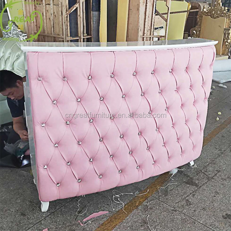 tufted salon reception desk