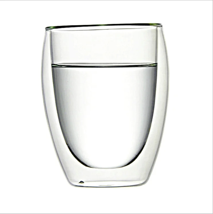 كوب زجاجي مزدوج الجدار صديق للبيئة مقاومة الزجاج المياه الحرارة