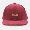fashion cordory design 6 panel customize snapback hats with leather strap