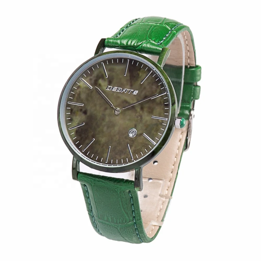 

Shenzhen BEWELL watch factory promoting newest design ceramic leather watch for men with marble dial