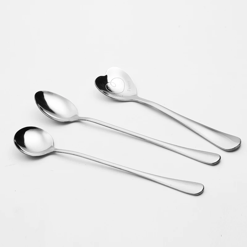 

Lovely Heart Design Stainless Steel Long Handle Coffee Stirring Spoon, Silver