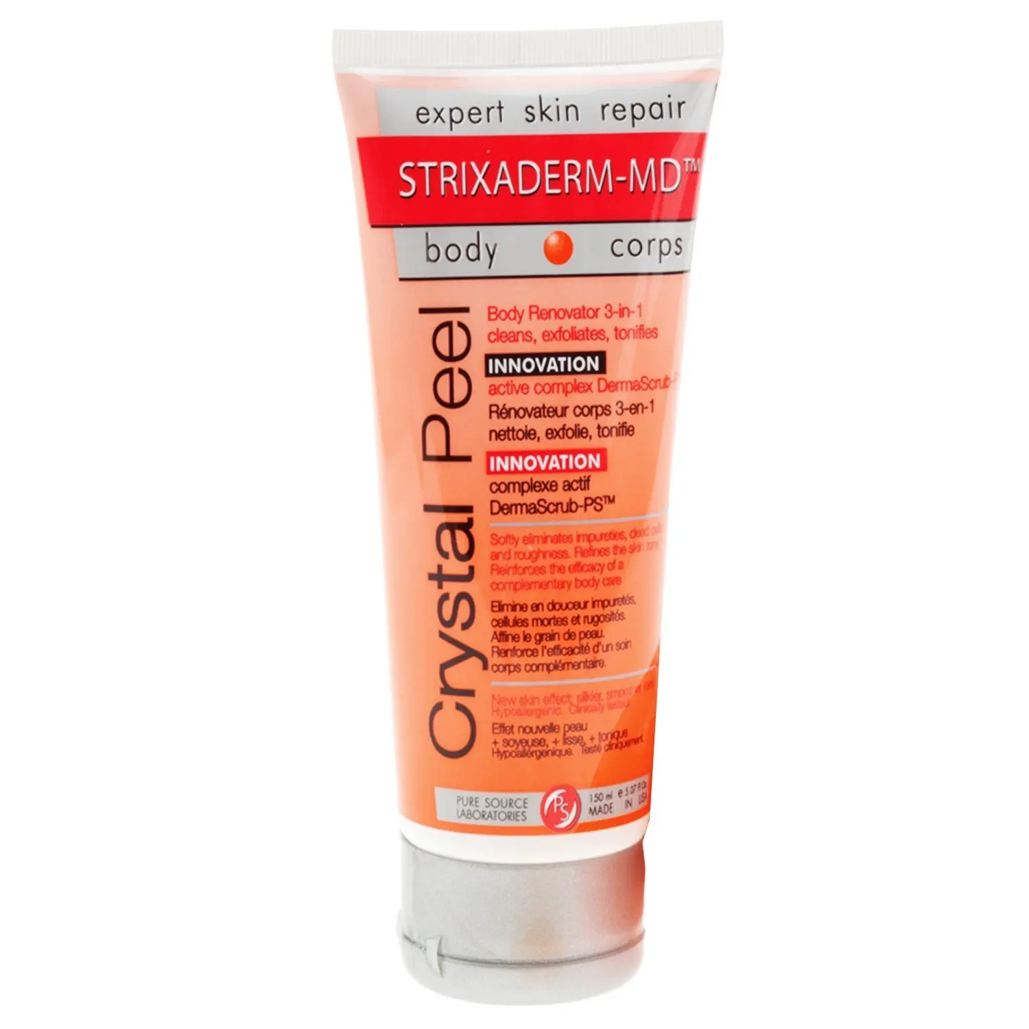 Crystal Peel Body Cleanser | Anti Aging Body Scrub & Refining Skin Polish with Peptides | European Spa Quality Skin Care | Exfoliating Body Wash for Youthful Smooth Skin | STRIXADERM-MD™ (150 ml)
