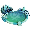 Land inflatable water park with pool mobile park snow theme