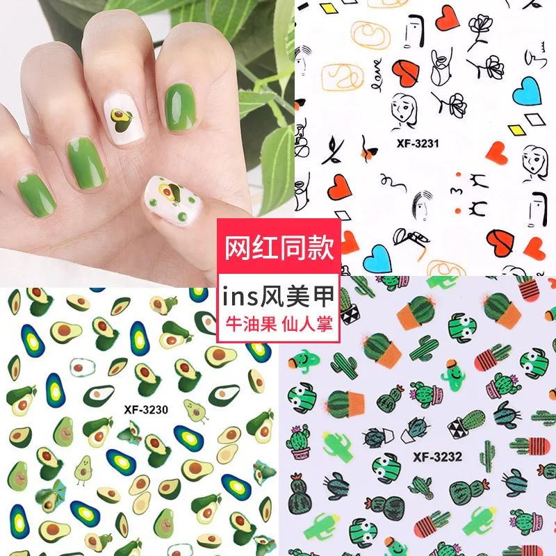

Custom accepted Fruit nail sticker Little fresh plants cute 3D nail stickers, Picture