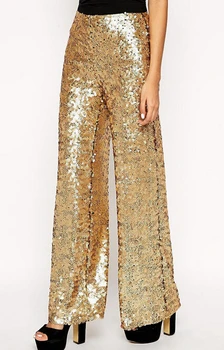 Ey0085p Wholesale Women Golden Sequins Casual Pants Hot Selling Fashion ...