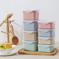 

1600ml Wheat Straw Lunch Box biodegradable square compartments student Bento box crisper Storage Boxes