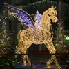 Outdoor Christmas decoration 3D life size metal light string wire frame light characters unicorn for commercial winter displays