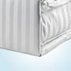 TC50/50 poly cotton satin Stripe hotel white bed sheet and fitted sheet set