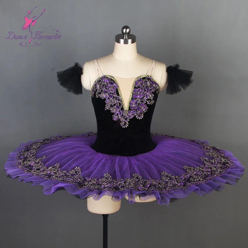 

Sparkling dark purple ballet dance tutu dress professional stage costume pancake tutus pleated tutu BLL087