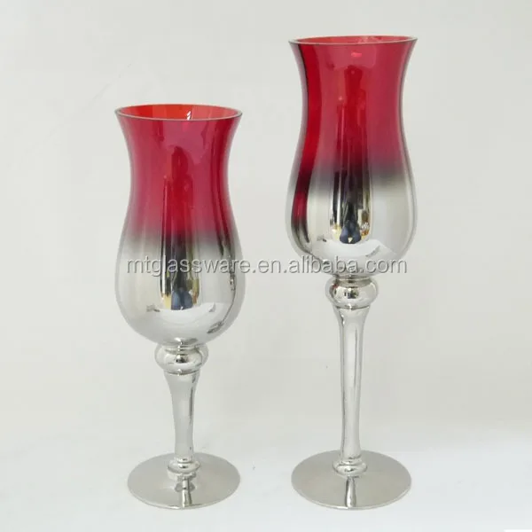 Long stemmed Wholesale Mercury Glass Candle Holder,Set Of 3 Holiday