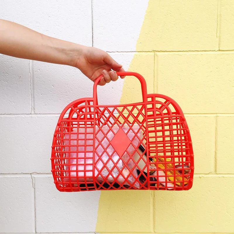 

Summer New Ins Super Fire Handbags Net Red Basket Bag Beach Hollow Out Bag