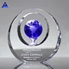 Wholesale Home Decoration Blue Circle Plaque Award Trophy Crystal Glass World Globe