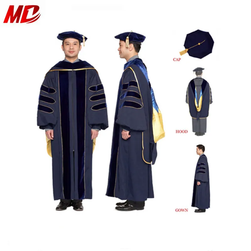 Deluxe Phd Academic Regalia Doctoral Graduation Gown/cap/hood - Buy Phd ...