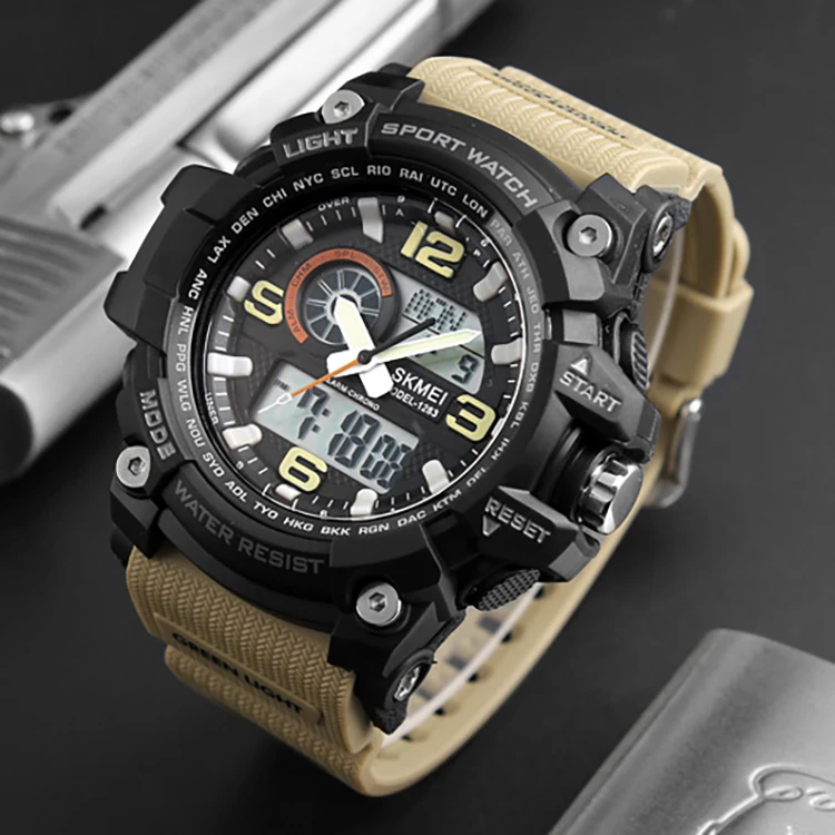 

Skmei own brand custom logo waterproof 5ATM jam tangan analog digital watch sport men