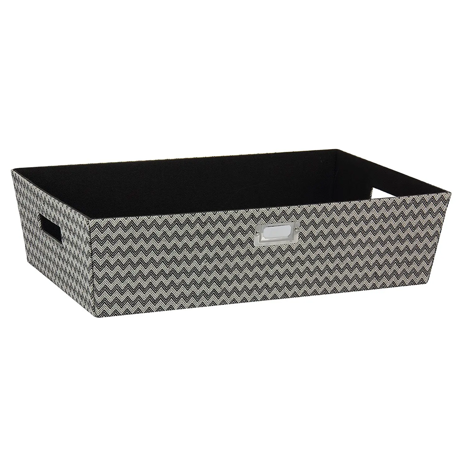 Household Essentials Hard-Sided Tapered Storage Bin, Large, Black Chevron