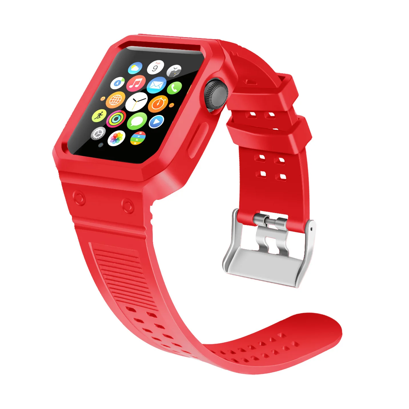 For Apple Watch Case And Strap,Rugged Protective Case With Strap Bands