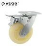 Industrial Swivel Roller Casters 5 Inch Nylon Double Bearing Rigid Wheels With Brake