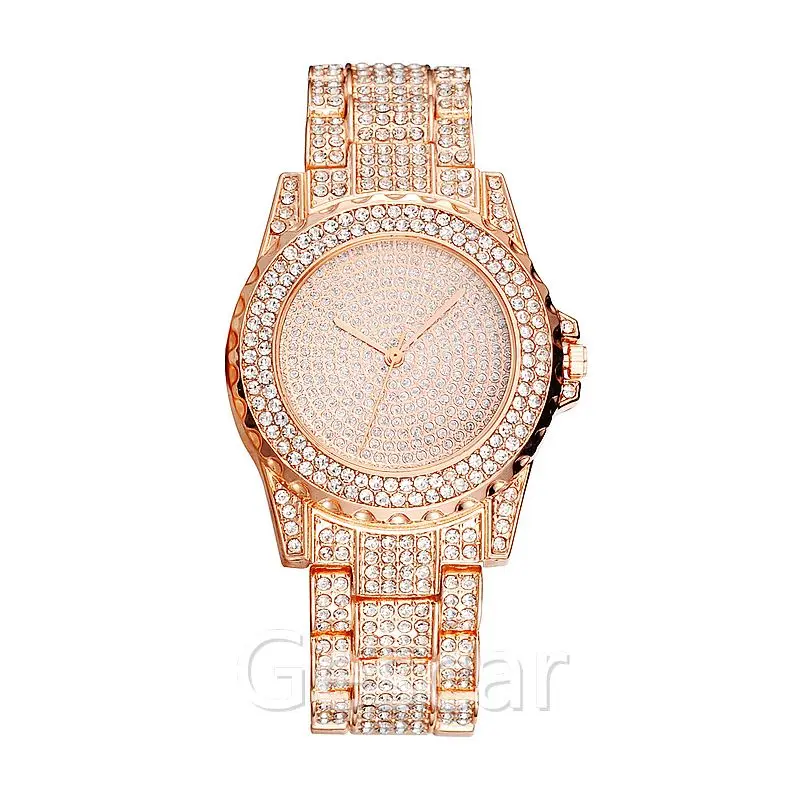 

full crystal alloy belt lady luxury crystal wrist watch no logo wholesale, Photo colors