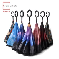 

Manual Open C Hook Handle Double Layer Umbrella for Kids Reverse Umbrella
