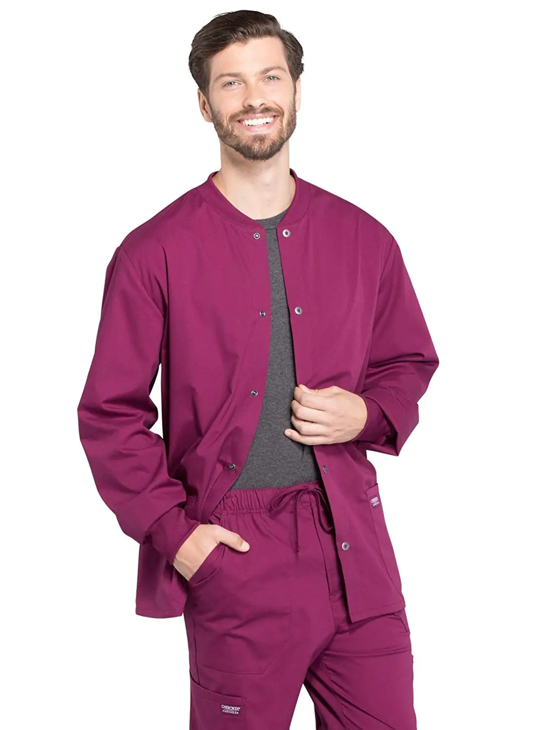 Cherokee Workwear Professionals WW360 Men's Snap Front Warm-Up Scrub Jacket