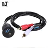1m Car Dashboard Flush Mount Panel USB 3.0 3.5mm AUX RCA Extension Flush Mount Male to Female Audio Cable Car Styling Dashboard