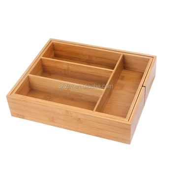 6 Slot Bamboo Drawer Organizer Bamboo Utility Drawer Expandable