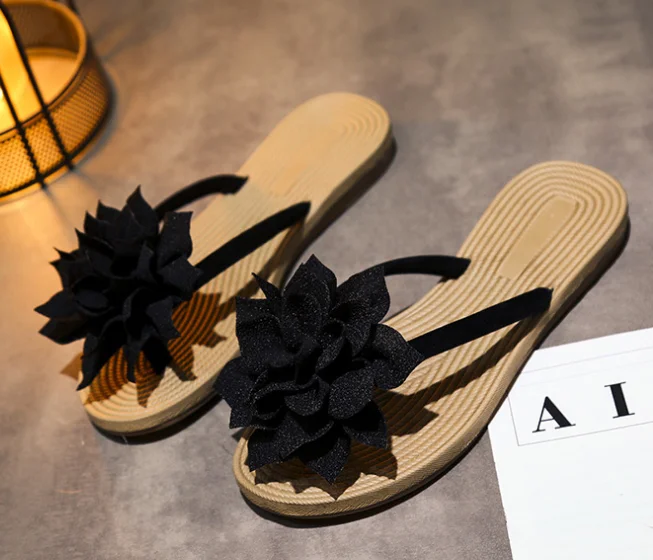 MEIZOKEN Women Summer Slippers Fashion Designer Flower Beach Flip Flops Lady Slippers Casual Flat Heel Shoes