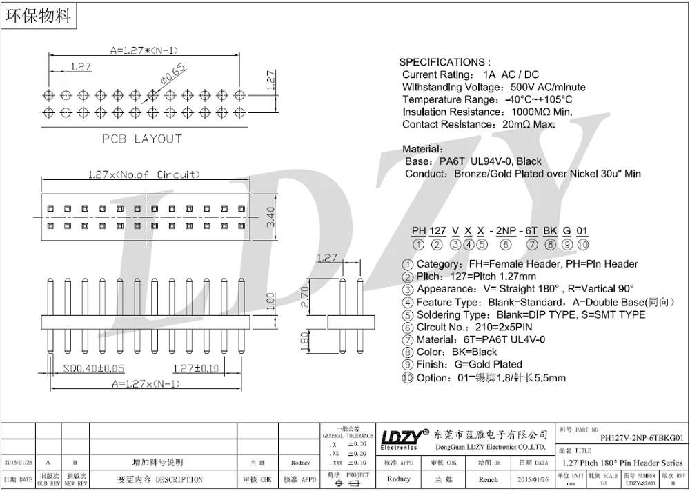 1.27mm Pitch Female Smd Pin Header - Buy 1.27mm Pin Header,Female Smd ...