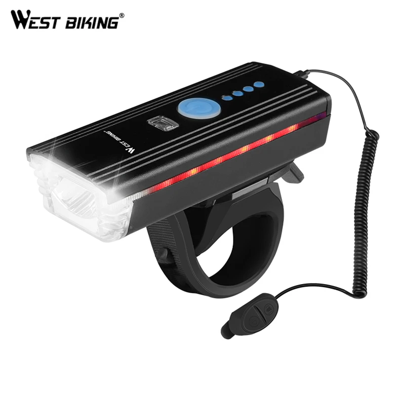 

WEST BIKING StVZO Certification Cycling 80 dB 5 Sound Mode Speaker Bike Headlight USB Rechargeable Waterproof Bicycle Headlight, Black