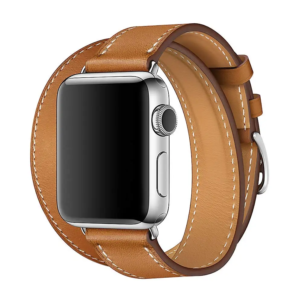 

Compatible with Iwatch Band 38/42mm Leather Double Tour iwatch Strap Replacement Band with Stainless Steel Clasp for apple watch, 10 popular colors available, customized colors acceptable