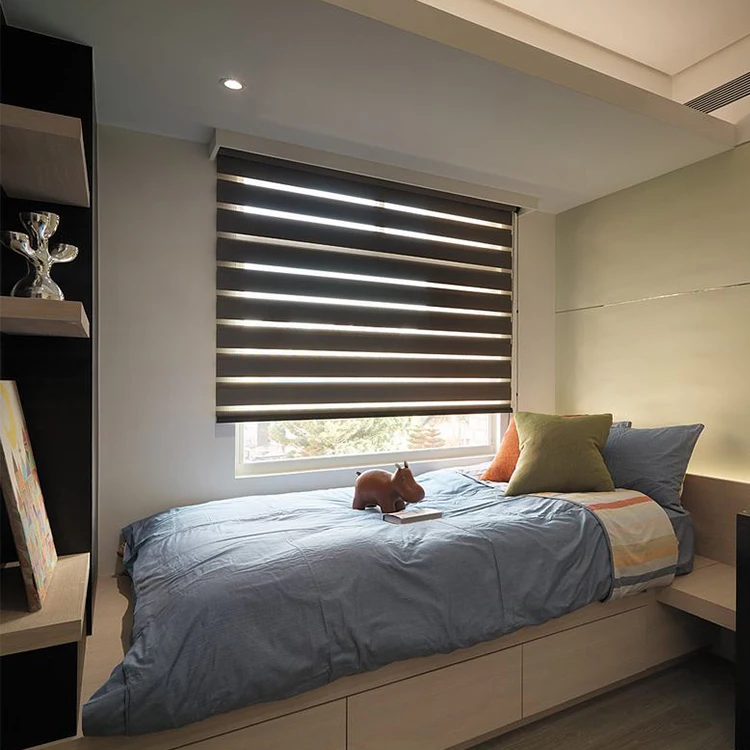 100% polyester day night dark room window shade roller blind zebra