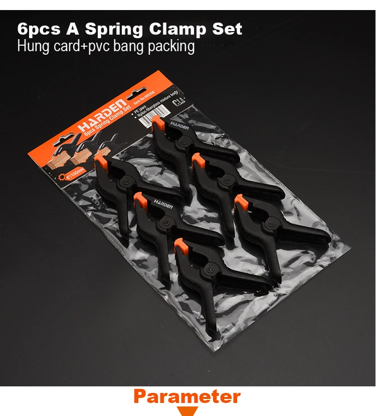 High Strength Anti-Slip Design Adjusted 4" 6" 6pcs Nylon A Spring Clamp Set