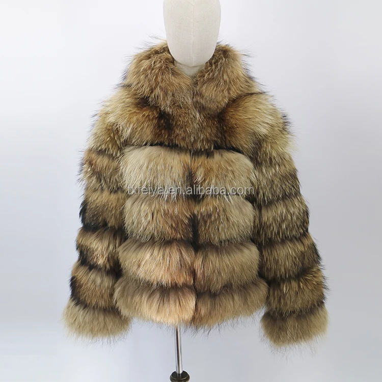 three row fur trim hooded coat