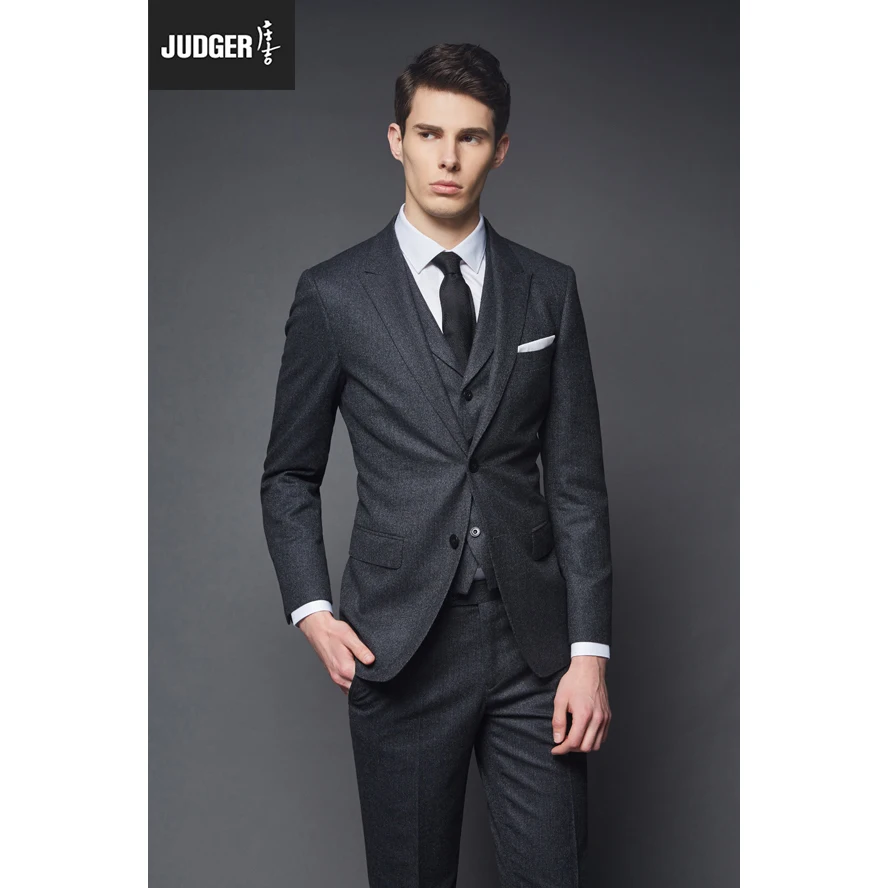 

Italian formal style dark grey trendy business custom tailor made to measure suit for men
