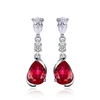 Fashion 1.9ct Pear Red Created Ruby Dangle Earrings 925 Sterling Silver From JewelryPalace