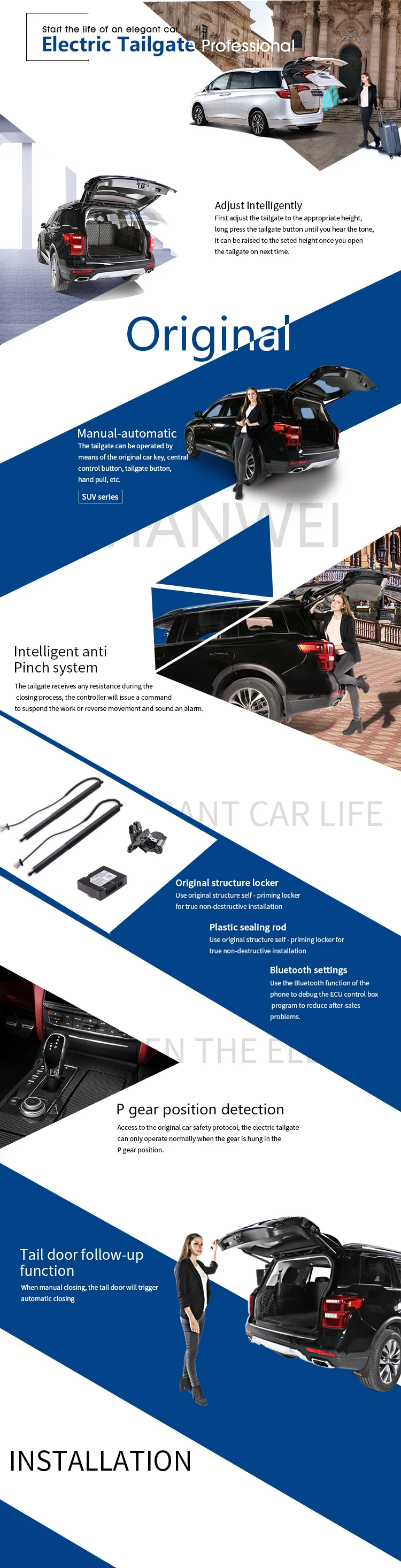 Intelligent Electric Tailgate Lift Assist System for Range Rover with Foot Sensor