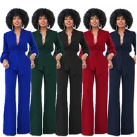 

2018 Spring Autumn Elegant Women Rompers Jumpsuit Solid Bodysuit Long Sleeve Long Jumpsuits