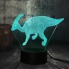 Remote Control Jurassic Park Dinosaur 3D LED Lamp Parasaurolophus USB 7 Color Change Bedside Decor Bedroom Sleep Night Light