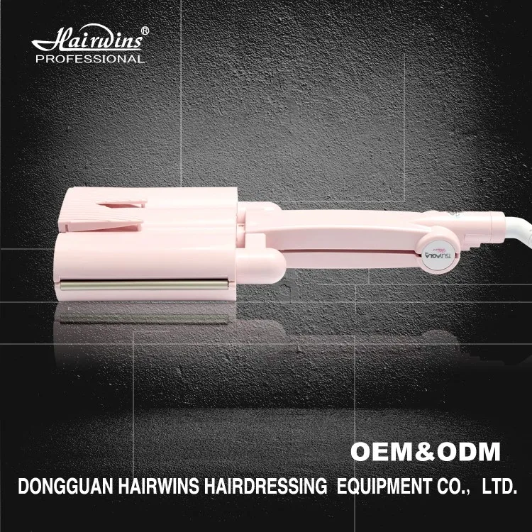 
Private label large wave pink ceramic magic hair curler egg tongs electric curling iron professional salon equipment 